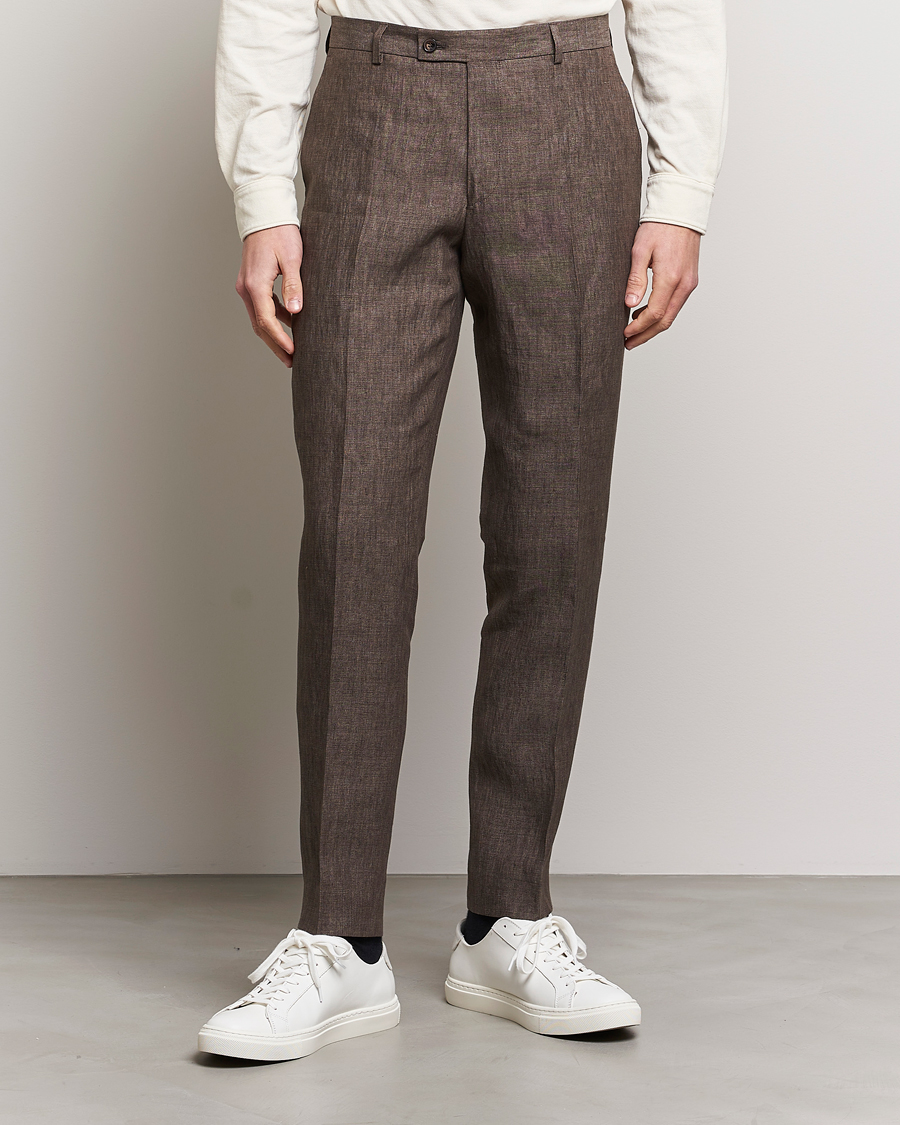 Homme | Pantalons | Morris | Bobby Linen Suit Trousers Brown