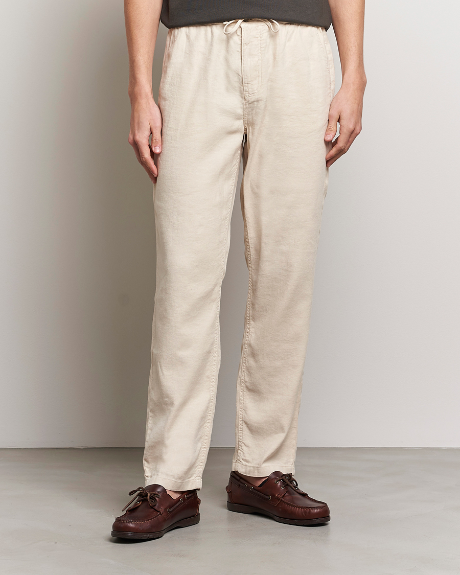 Homme | Pantalons | Morris | Fenix Linen Drawstring Trousers Beige