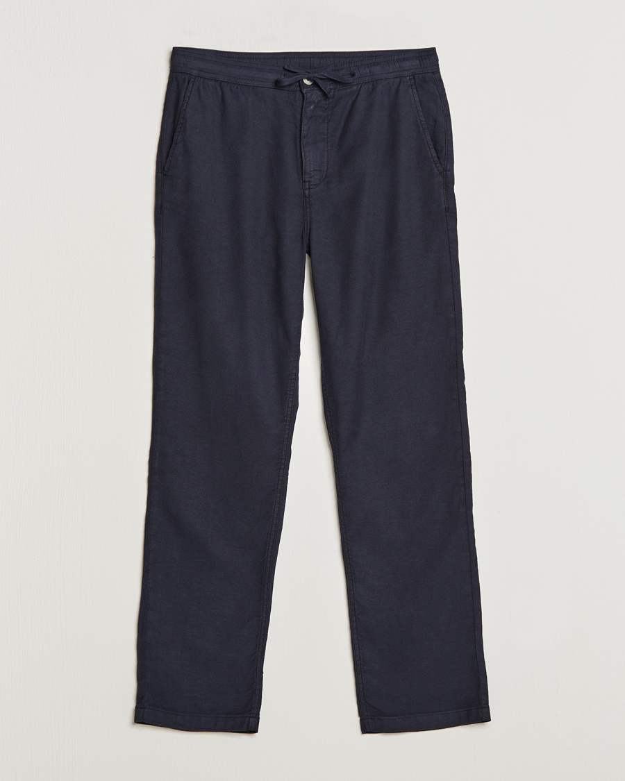 Homme | Pantalons | Morris | Fenix Linen Drawstring Trousers Navy
