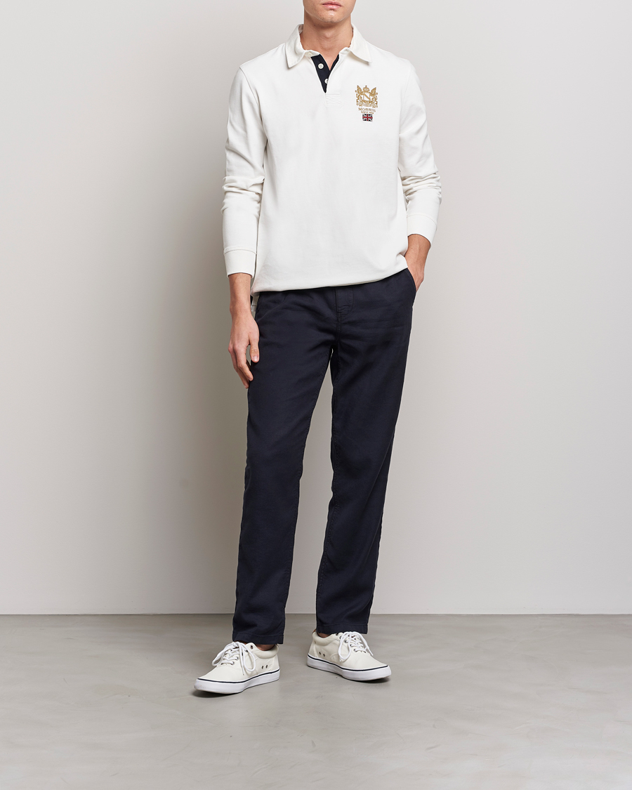 Homme | Pantalons | Morris | Fenix Linen Drawstring Trousers Navy