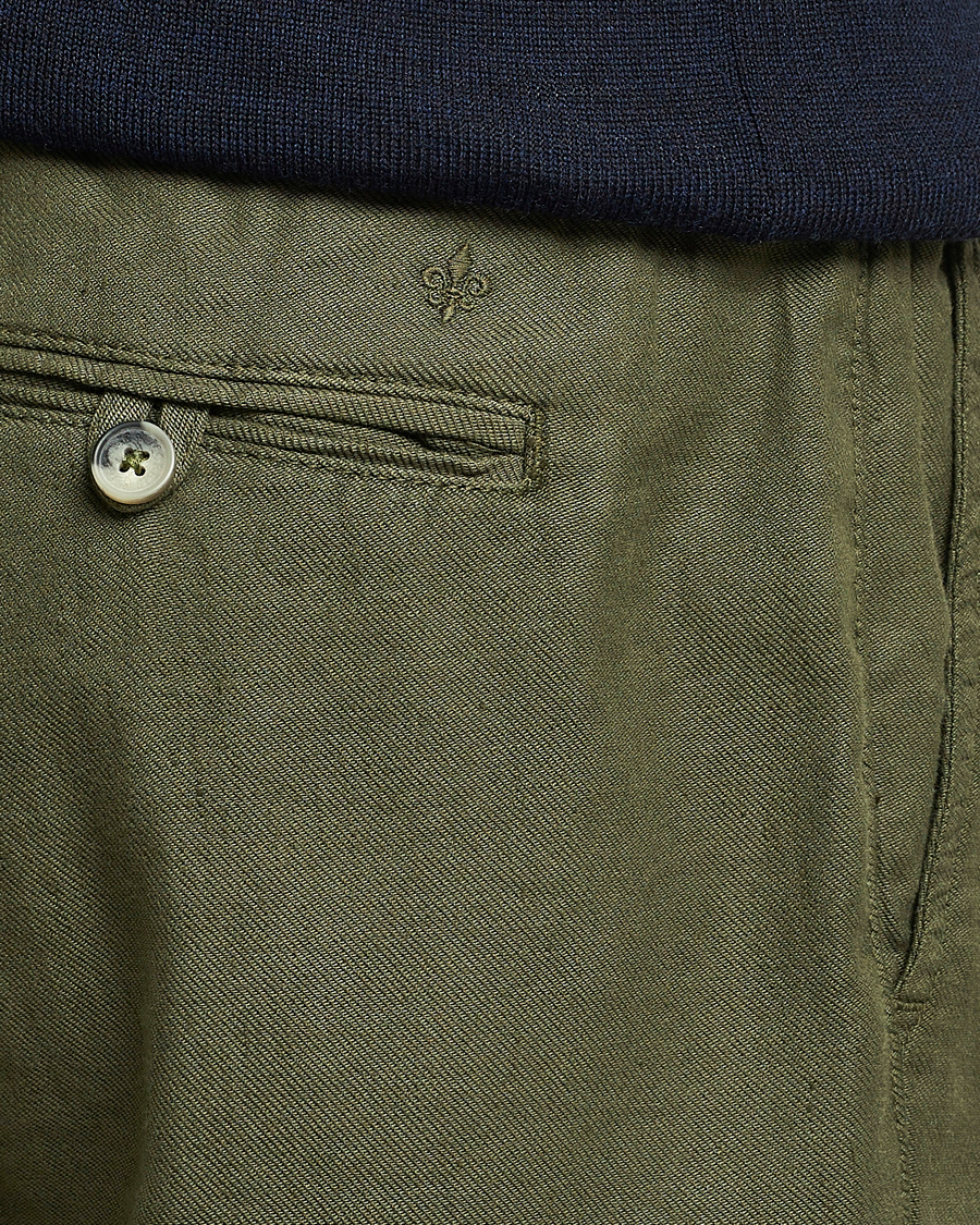 Homme | Pantalons | Morris | Fenix Linen Drawstring Trousers Olive