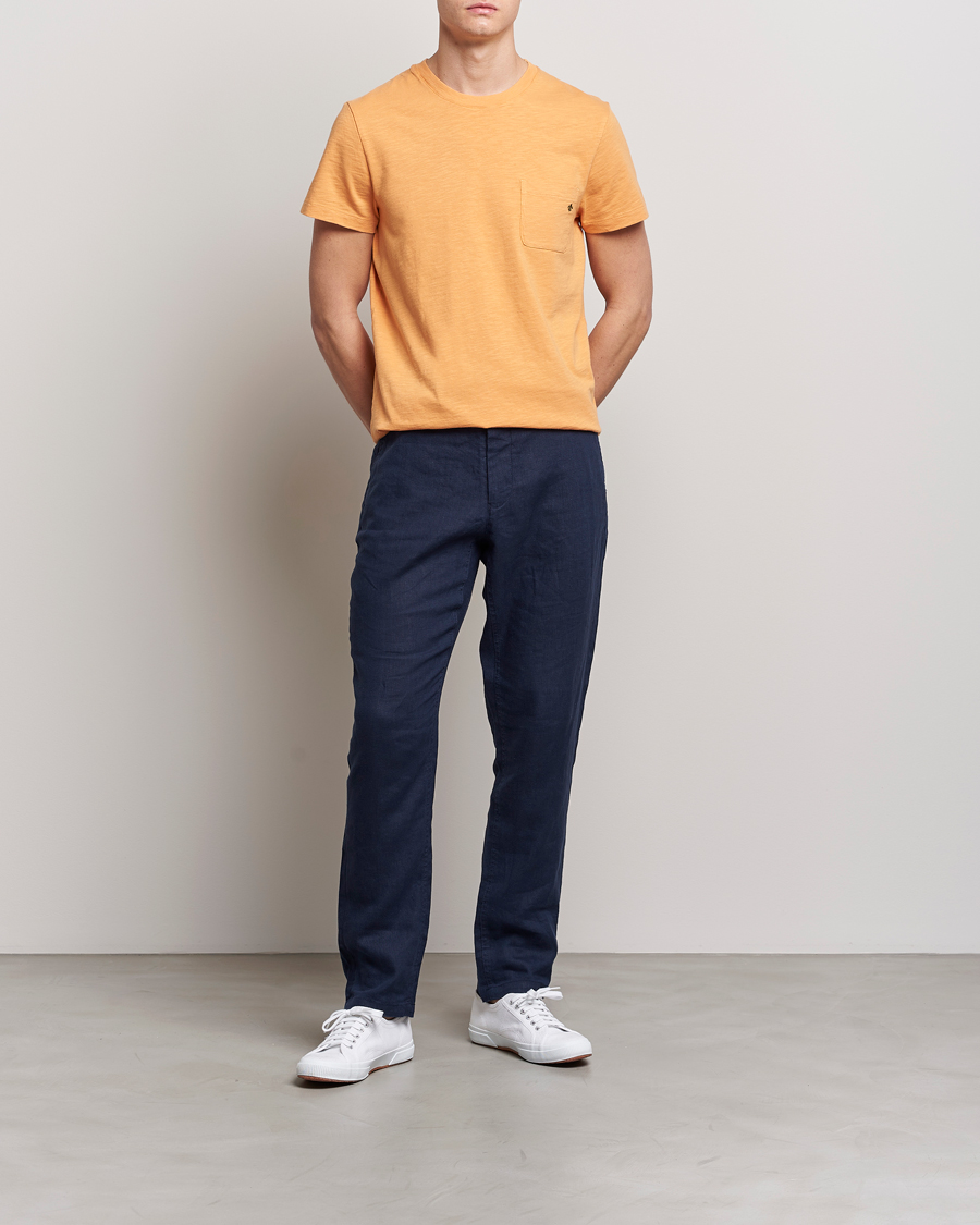 Homme | T-shirts | Morris | Lily Slub Pocket Crew Neck Tee Orange
