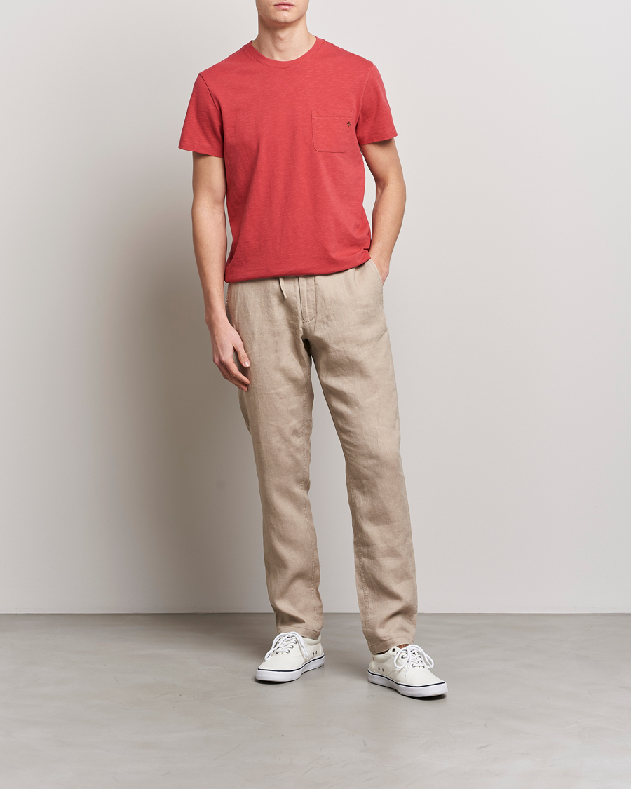 Homme | T-shirts | Morris | Lily Slub Pocket Crew Neck Tee Red