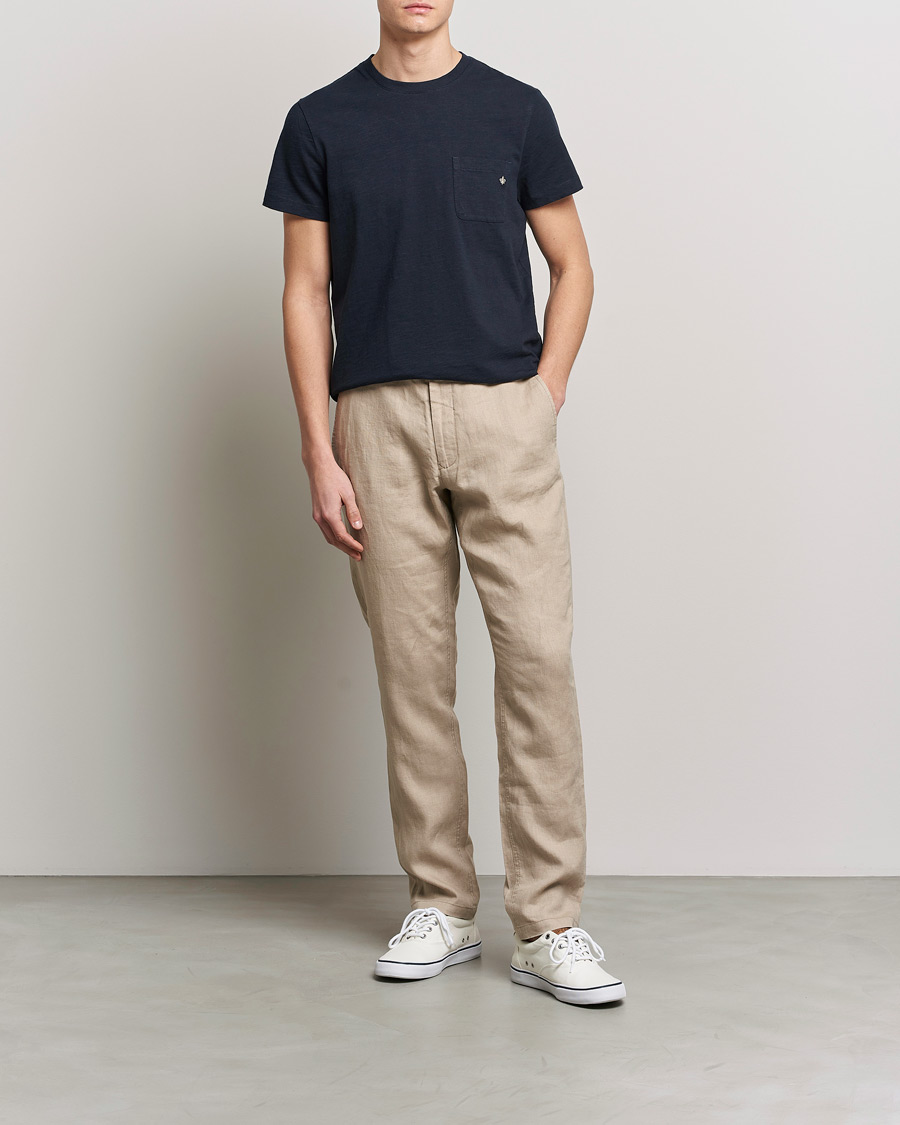 Homme | T-shirts | Morris | Lily Slub Pocket Crew Neck Tee Navy