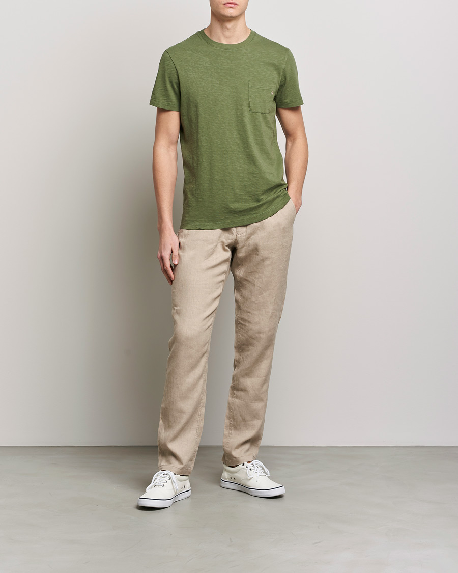 Homme | T-shirts | Morris | Lily Slub Pocket Crew Neck Tee Olive