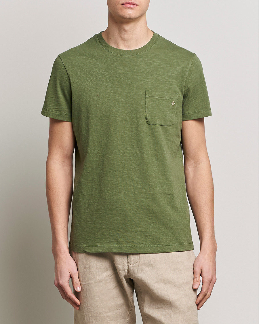 Homme | T-shirts | Morris | Lily Slub Pocket Crew Neck Tee Olive