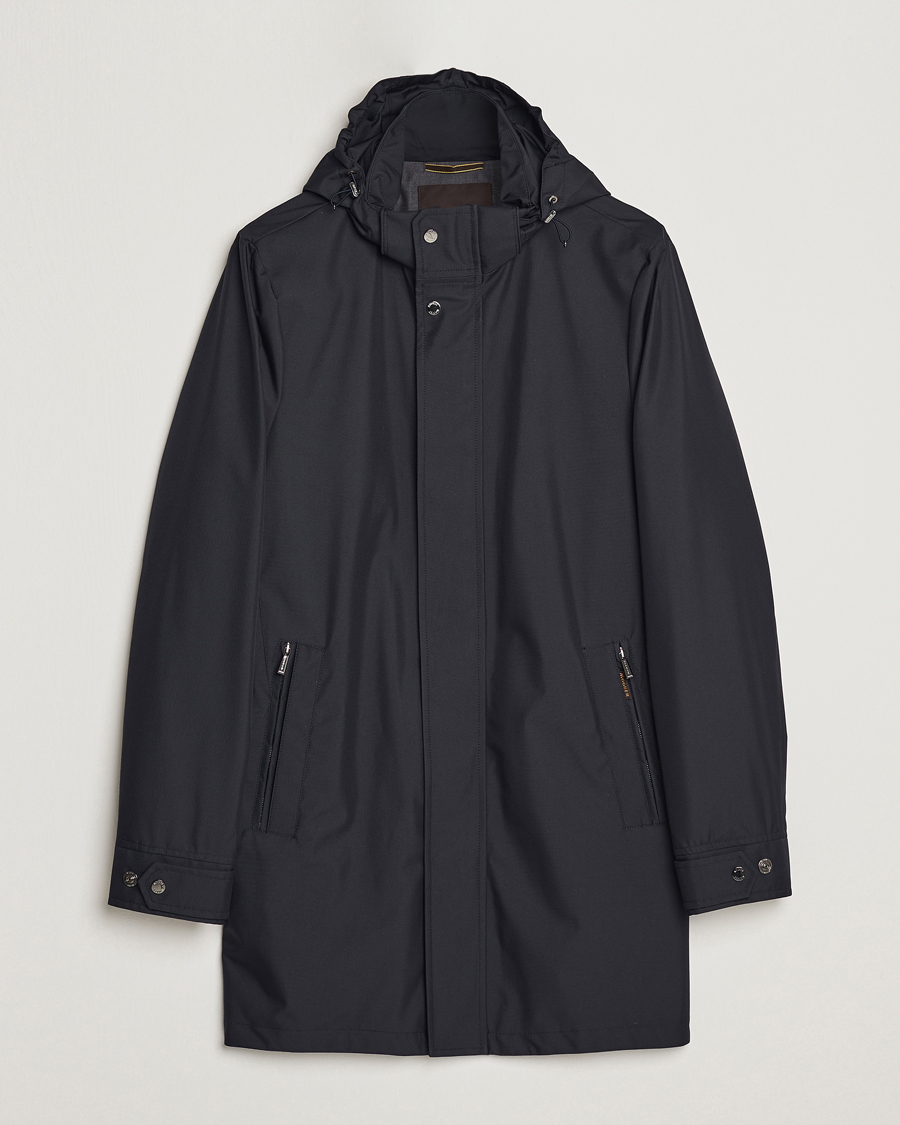 Homme | Manteaux Et Vestes | MooRER | Waterproof Hooded Coat Dark Blue