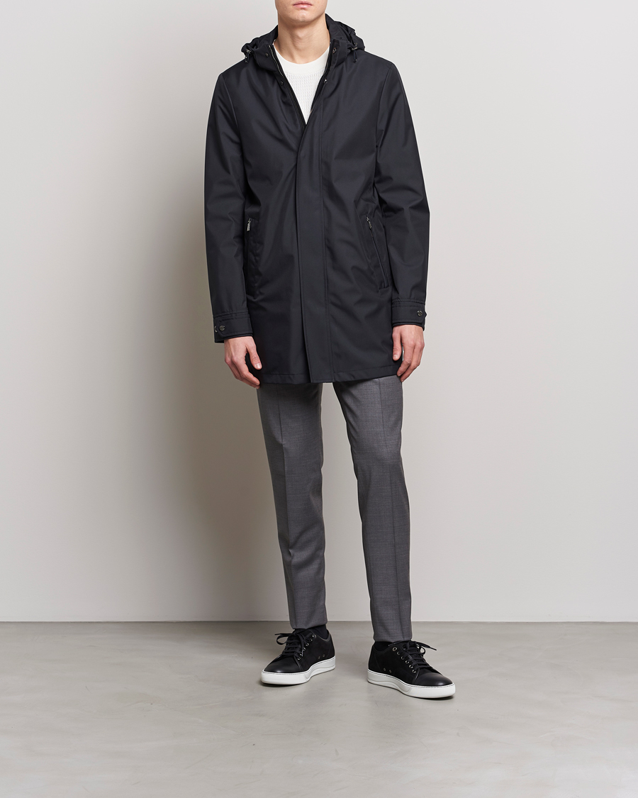 Homme | Manteaux Et Vestes | MooRER | Waterproof Hooded Coat Dark Blue