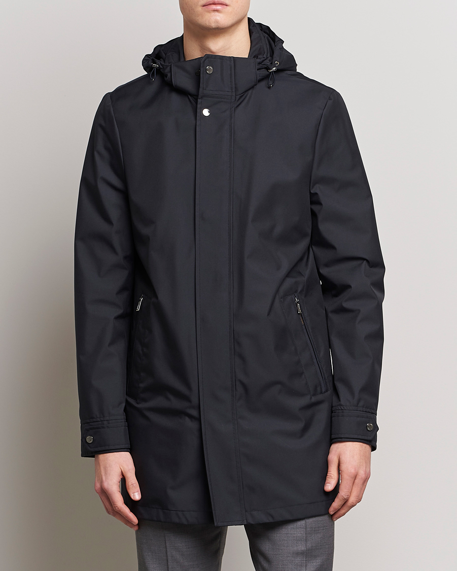 Homme | Manteaux Et Vestes | MooRER | Waterproof Hooded Coat Dark Blue