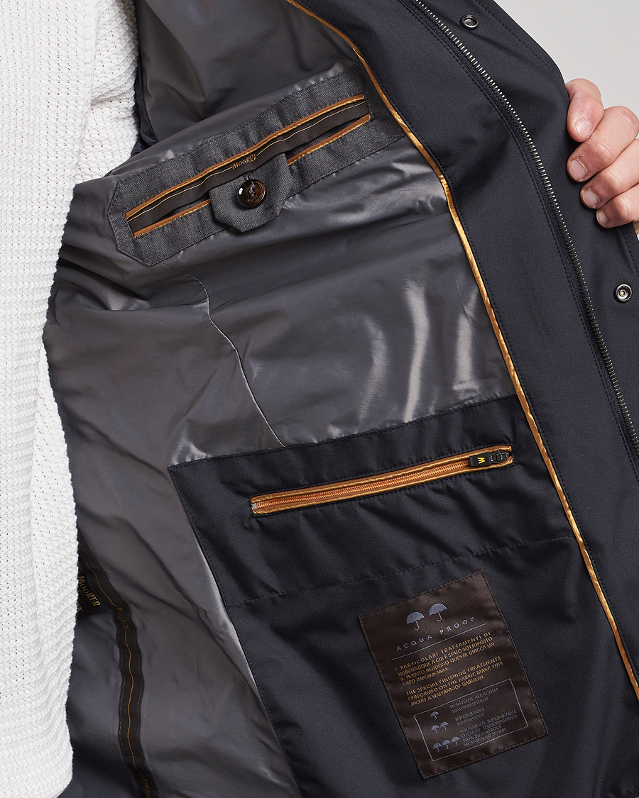 Homme | Manteaux Et Vestes | MooRER | Waterproof Hooded Coat Dark Blue