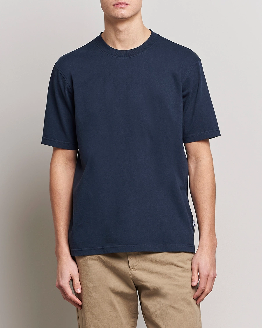 Homme | T-shirts À Manches Courtes | NN07 | Adam Pima Crew Neck T-Shirt Navy Blue