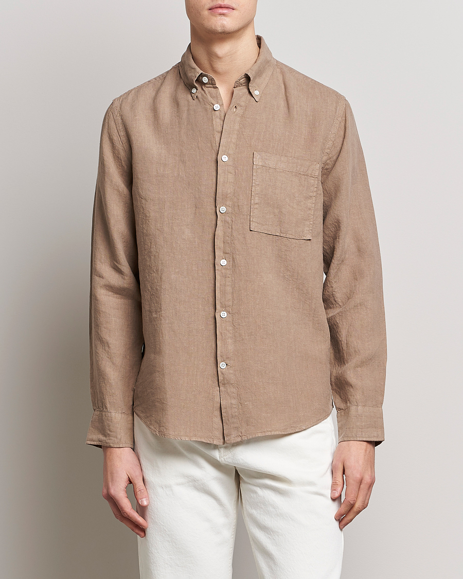 Homme | Chemises | NN07 | Arne Linen Shirt Greige