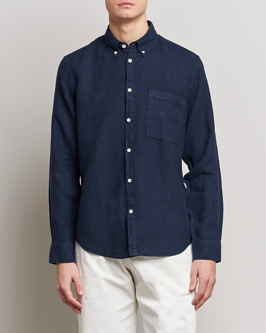 Homme | Casual | NN07 | Arne Linen Shirt Navy Blue