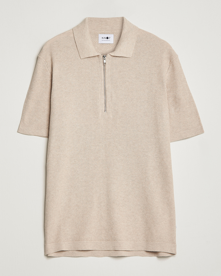 Homme | Polos | NN07 | Hansie Structured Zip Polo Cream