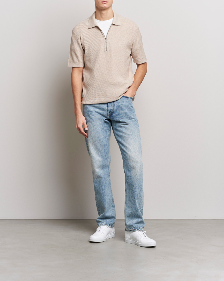 Homme | Polos | NN07 | Hansie Structured Zip Polo Cream