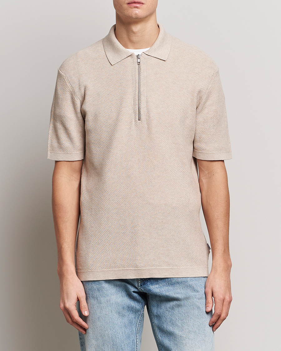 Homme | Polos | NN07 | Hansie Structured Zip Polo Cream