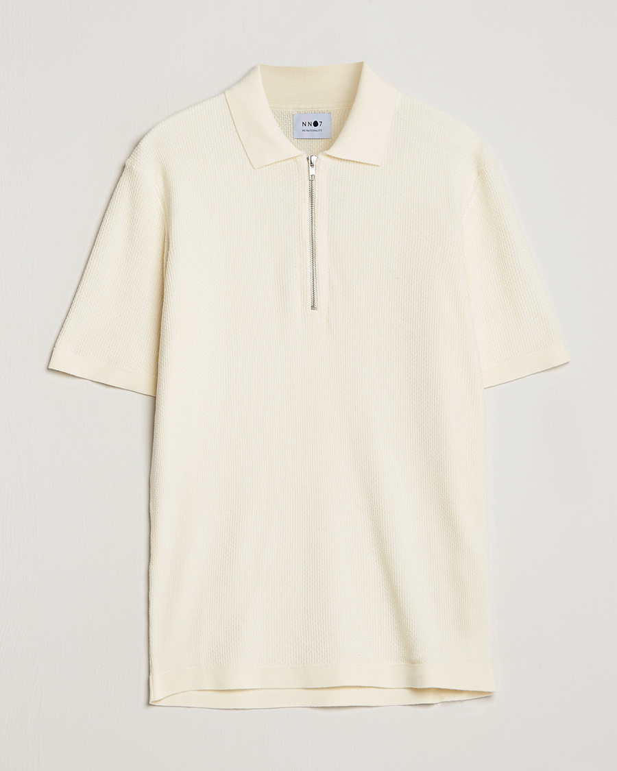 Homme | Polos | NN07 | Hansie Structured Zip Polo Ecru