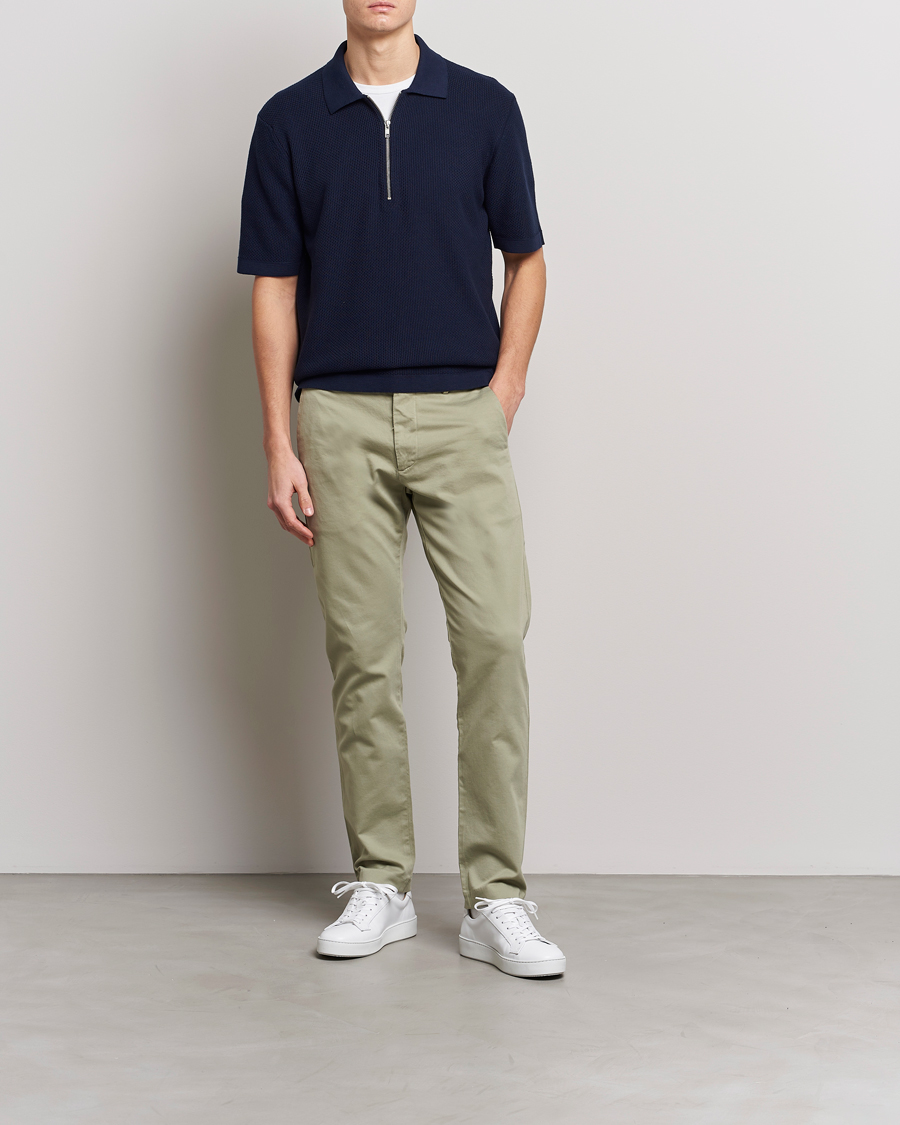 Homme | Polos | NN07 | Hansie Structured Zip Polo Navy Blue