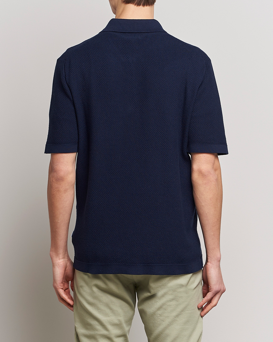 Homme | Polos | NN07 | Hansie Structured Zip Polo Navy Blue