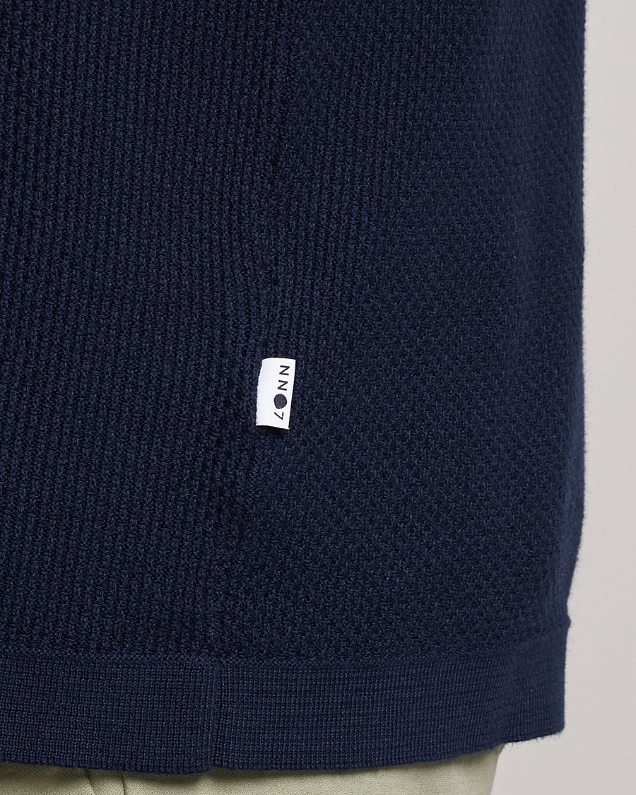 Homme | Polos | NN07 | Hansie Structured Zip Polo Navy Blue
