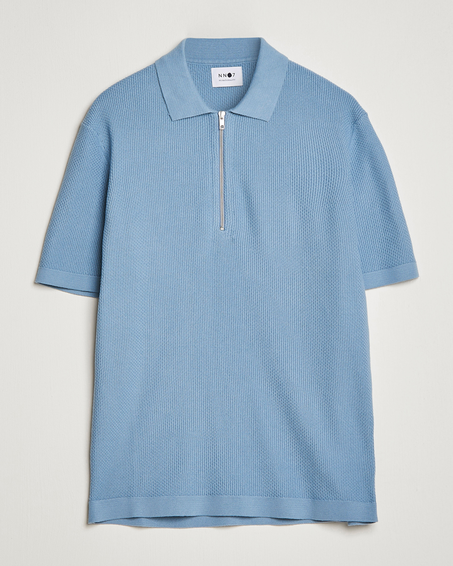 Homme | Polos | NN07 | Hansie Structured Zip Polo Ashley Blue