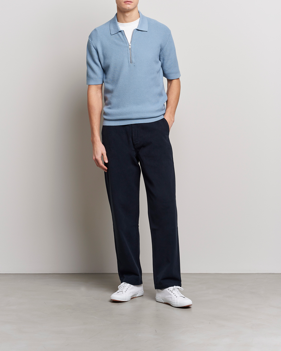 Homme | Polos | NN07 | Hansie Structured Zip Polo Ashley Blue