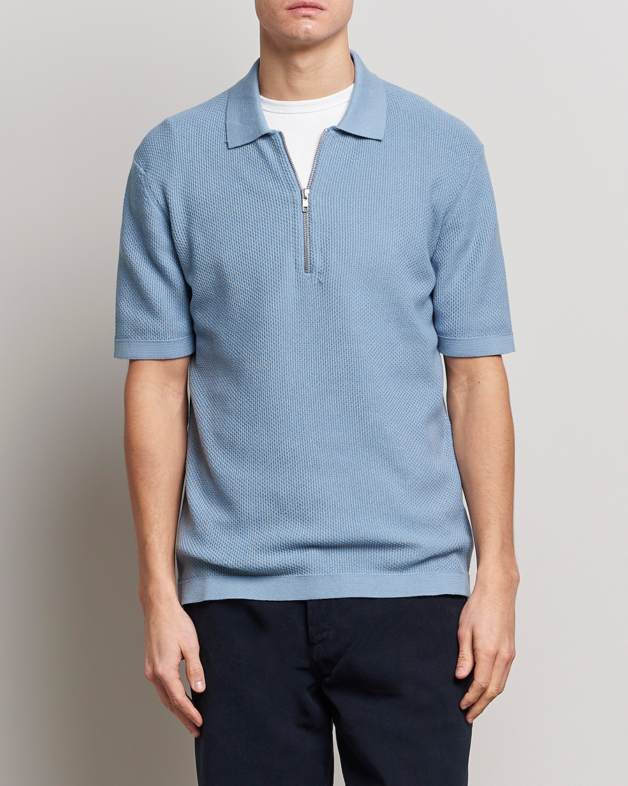 Homme | Polos | NN07 | Hansie Structured Zip Polo Ashley Blue