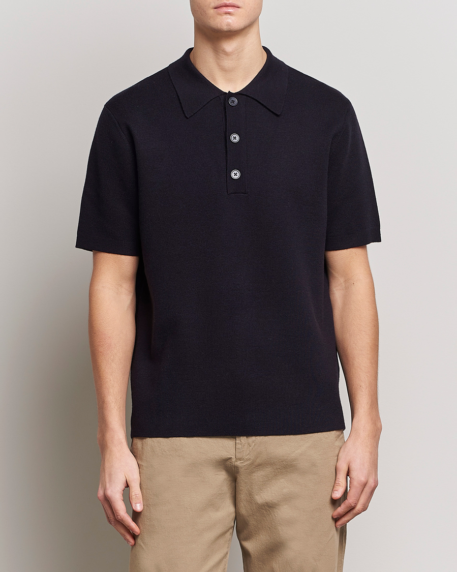 Homme | Polos | NN07 | Harald Knitted Polo Navy Blue