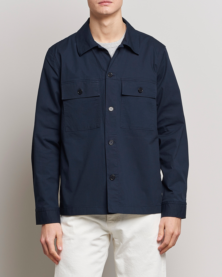 Homme | Chemises | NN07 | Wilas Ripstop Overshirt Navy Blue