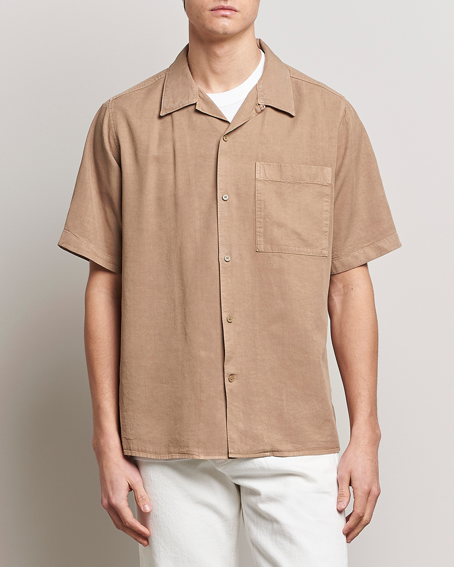 Homme | Chemises | NN07 | Julio Tencel Resort Collar Shirt Greige