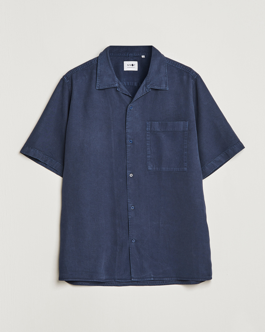 Homme | Chemises | NN07 | Julio Tencel Resort Collar Shirt Sargasso Sea