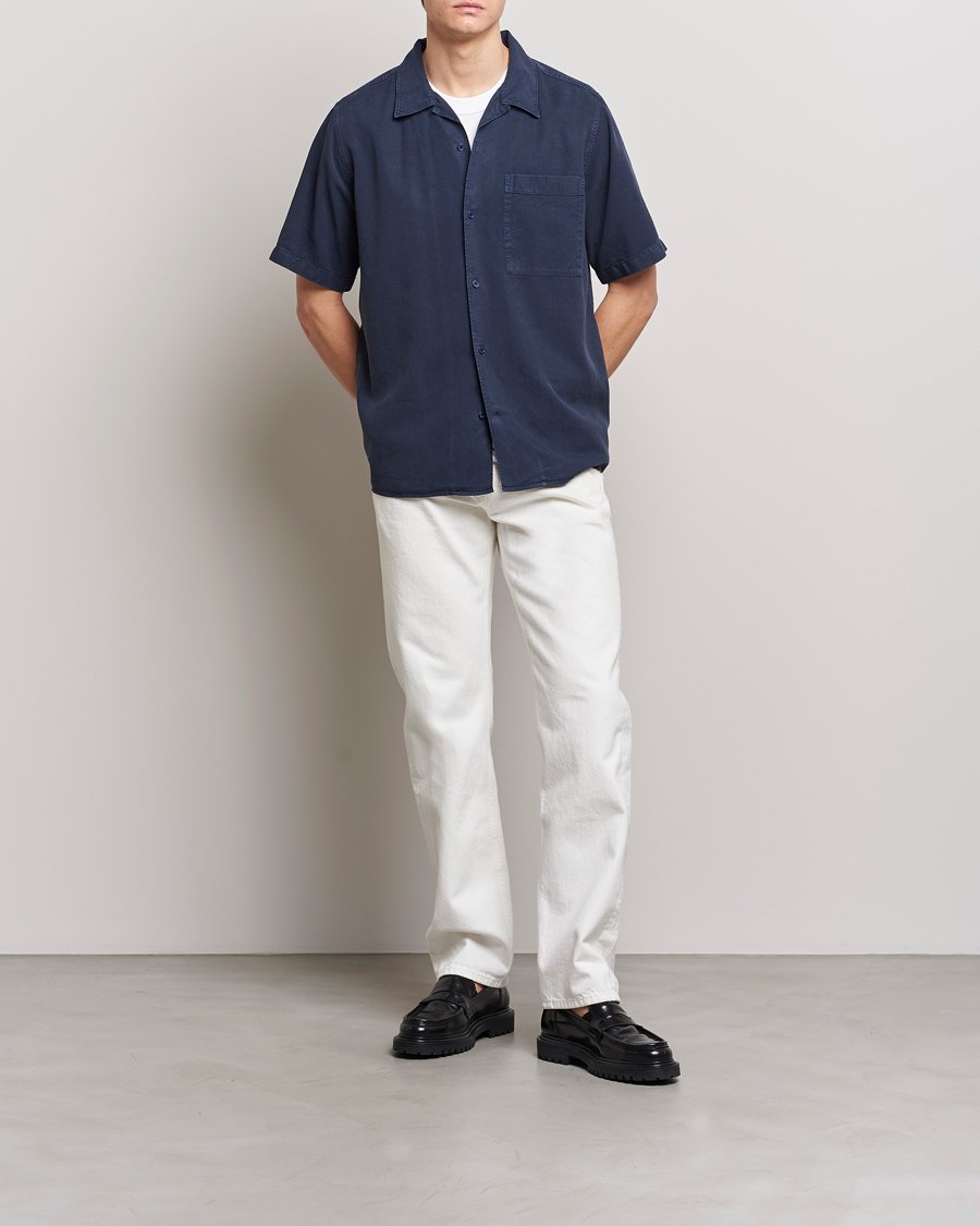 Homme | Chemises | NN07 | Julio Tencel Resort Collar Shirt Sargasso Sea