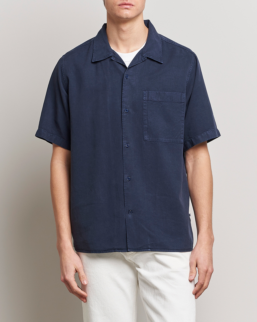 Homme | Chemises | NN07 | Julio Tencel Resort Collar Shirt Sargasso Sea