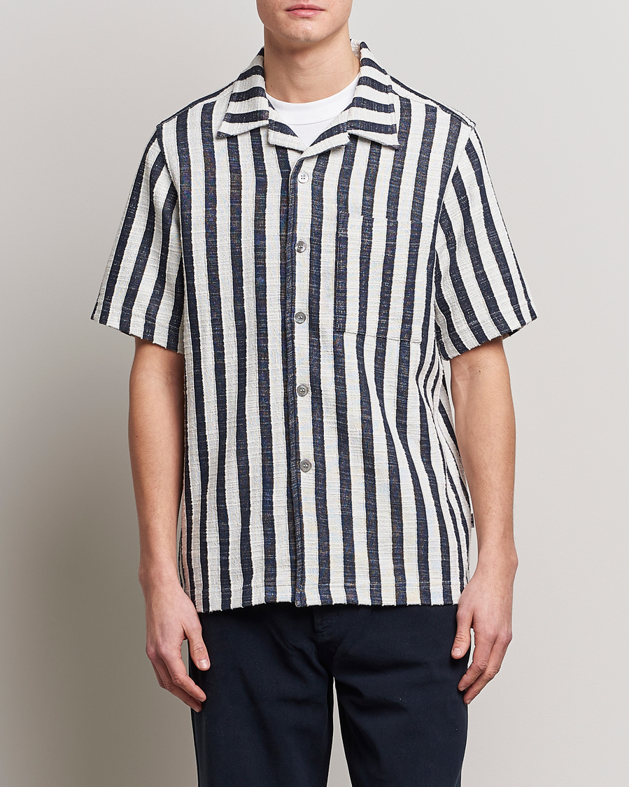 Homme | Chemises | NN07 | Julio Striped Short Sleeve Shirt Navy/White