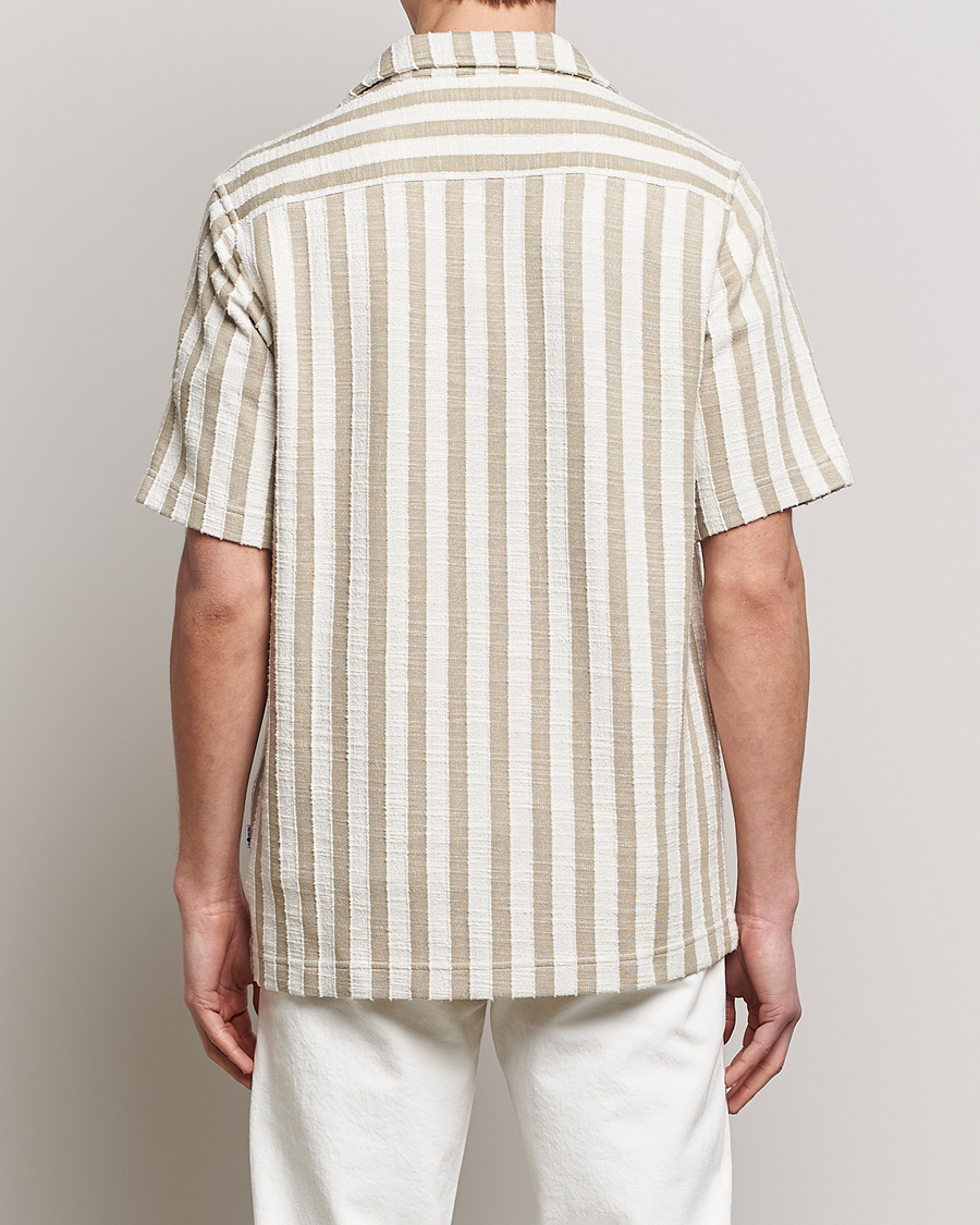 Homme | Chemises | NN07 | Julio Knitted Striped Resort Collar Shirt Green/White