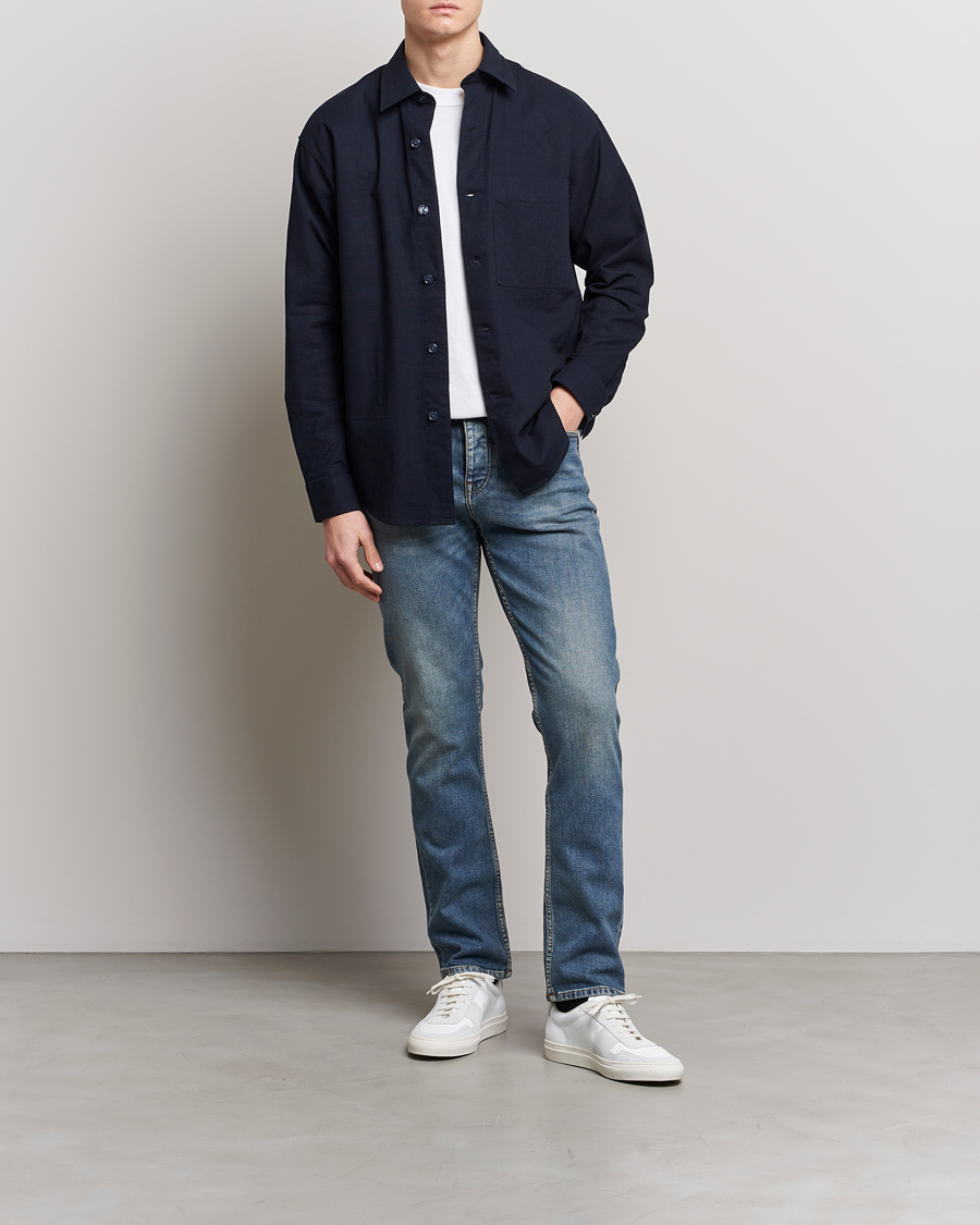 Homme | Chemises | NN07 | Adwin Cotton Pocket Shirt Navy Blue