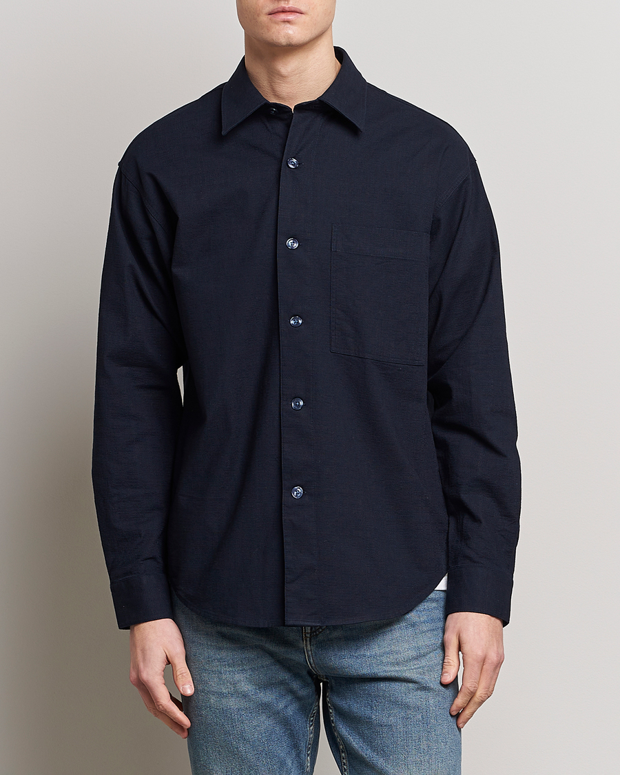 Homme | Chemises | NN07 | Adwin Cotton Pocket Shirt Navy Blue