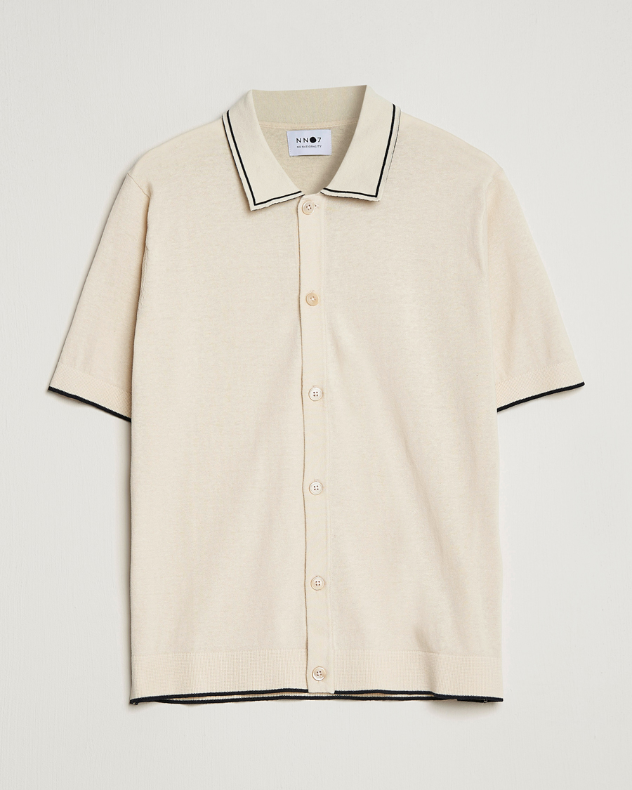 Homme | Chemises | NN07 | Nolan Knitted Short Sleeve Shirt Ecru