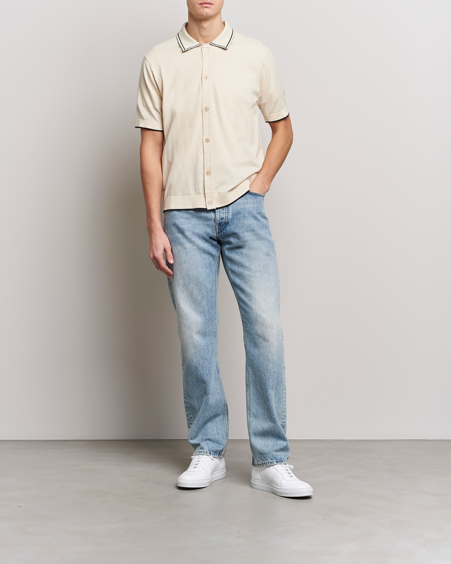 Homme | Chemises | NN07 | Nolan Knitted Short Sleeve Shirt Ecru