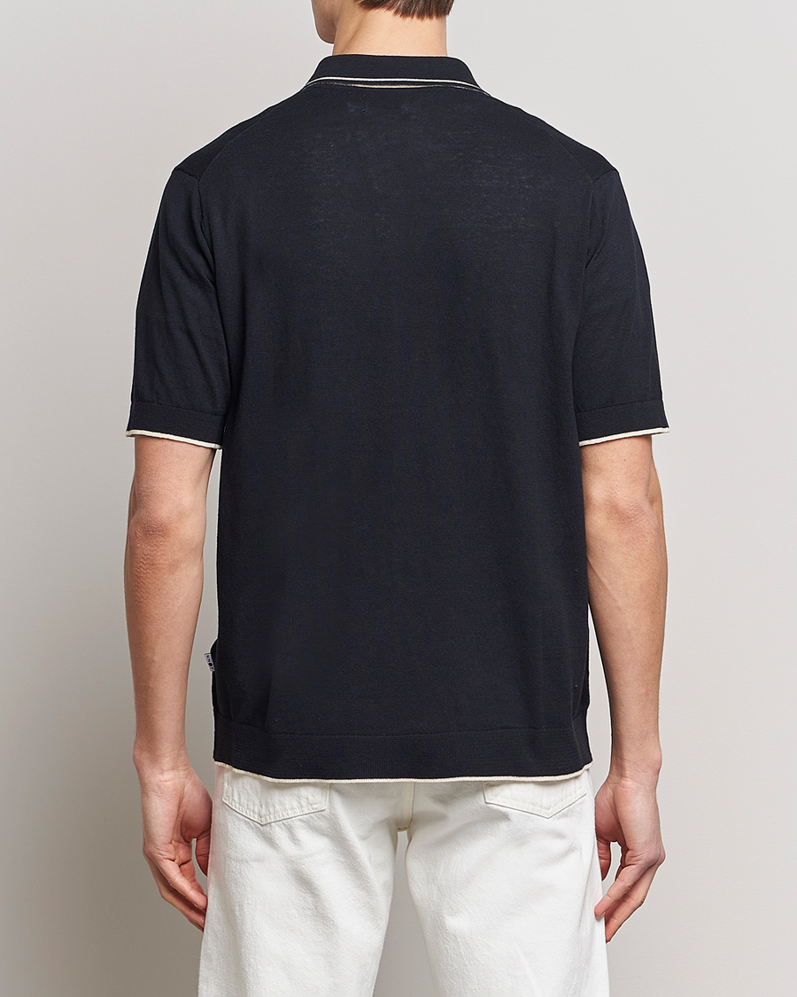 Homme | Chemises | NN07 | Nolan Knitted Short Sleeve Shirt Navy Blue