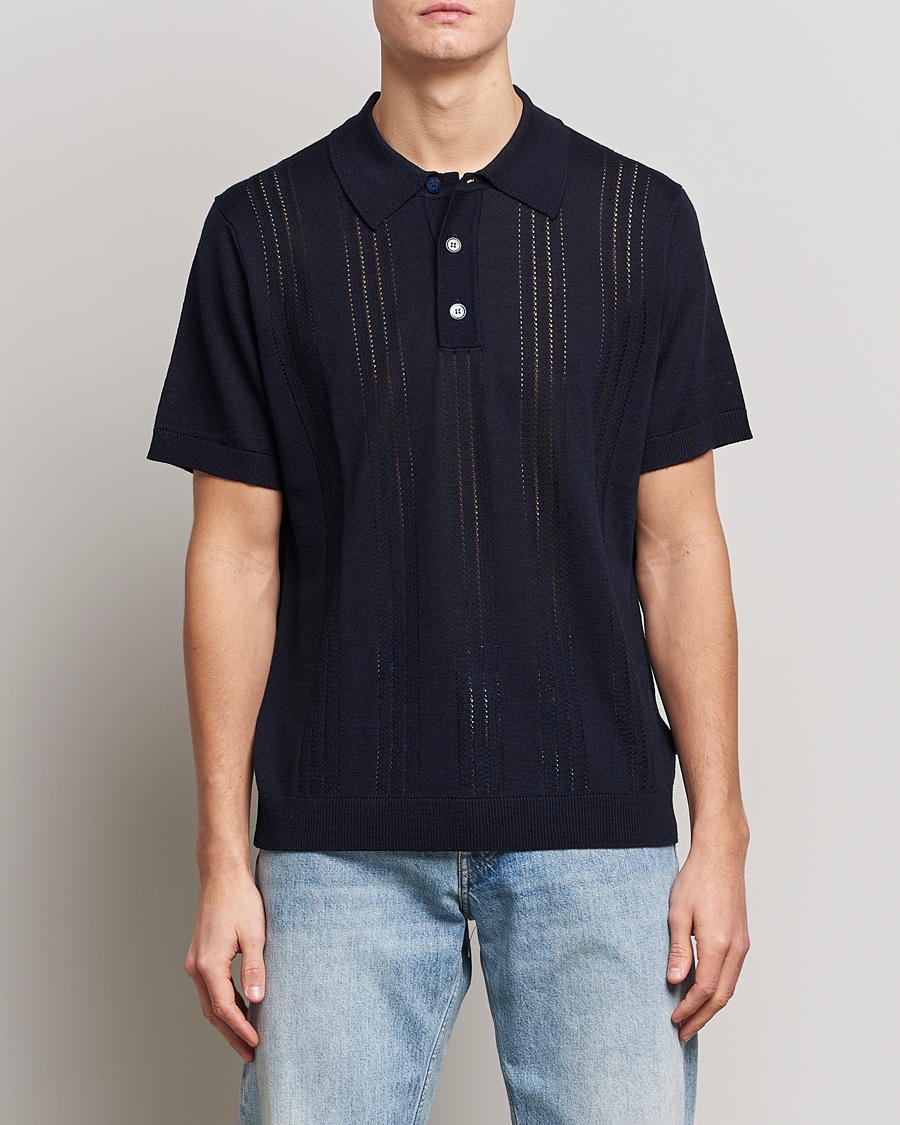 Homme | Polos | NN07 | Thor Knitted Polo Navy Blue
