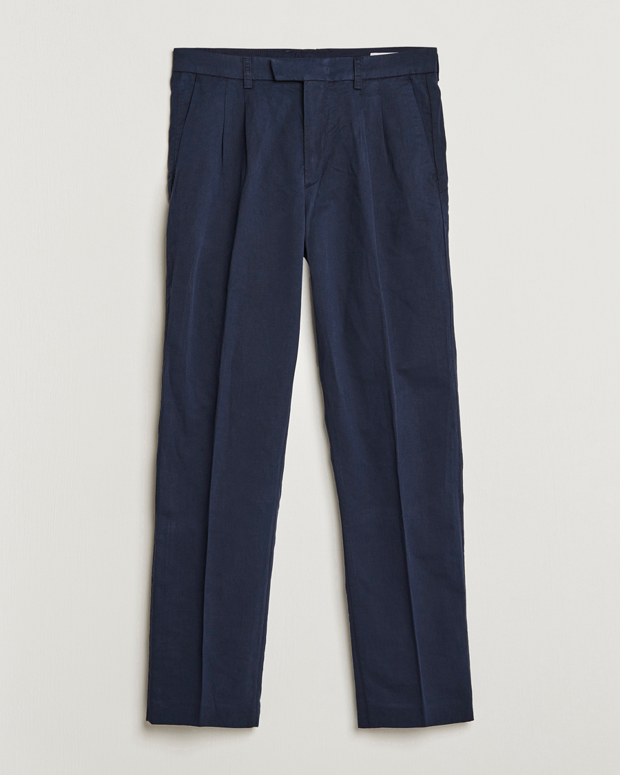Homme | Pantalons | NN07 | Fritz Pleated Trousers Navy Blue