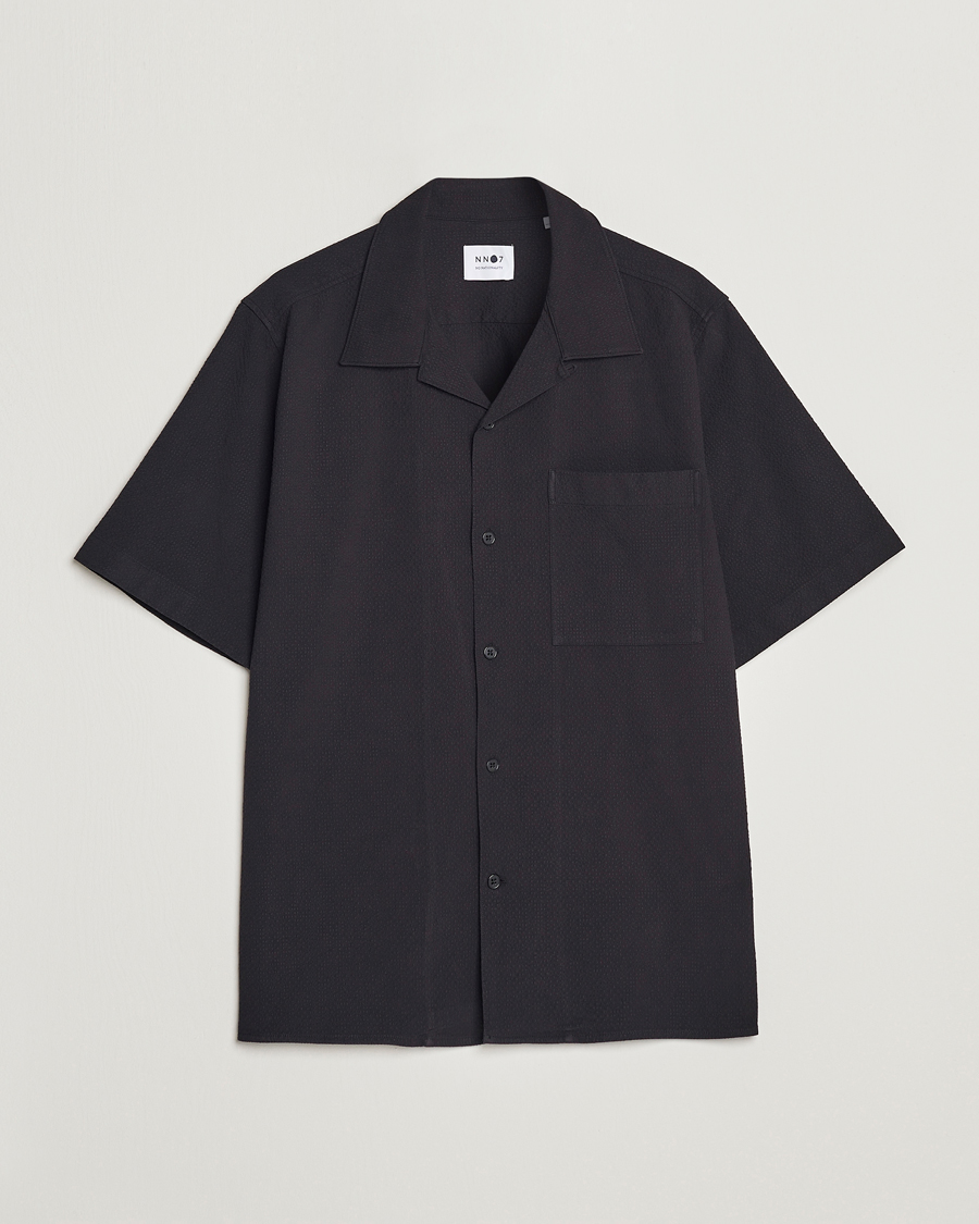 Homme | Chemises | NN07 | Julio Seersucker Short Sleeve Shirt Black