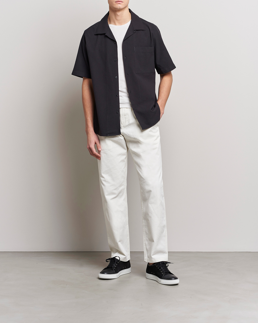 Homme | Chemises | NN07 | Julio Seersucker Short Sleeve Shirt Black