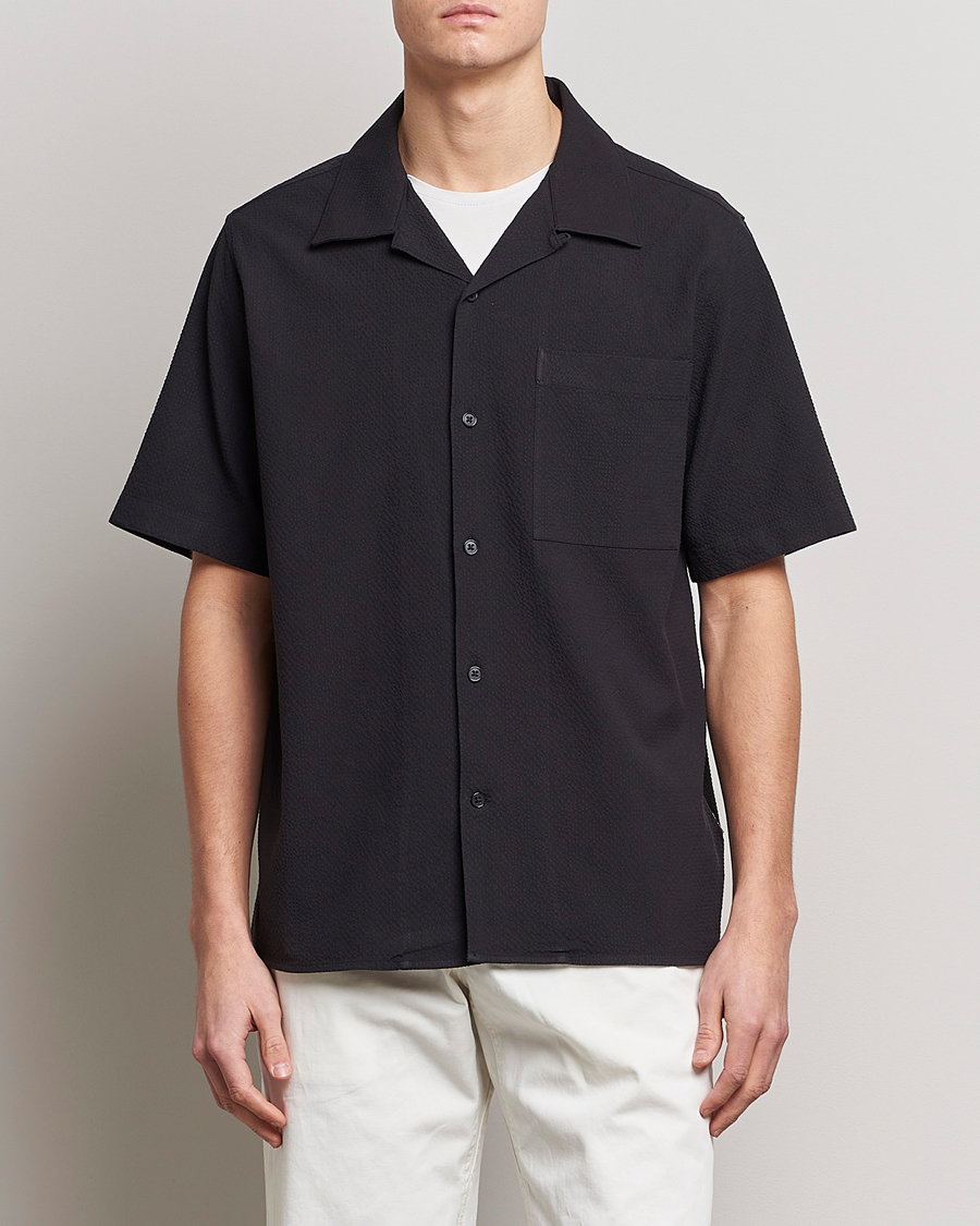 Homme | Chemises | NN07 | Julio Seersucker Short Sleeve Shirt Black