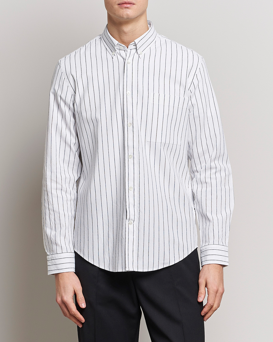 Homme | Chemises | NN07 | Arne Creppe Striped Shirt Black/White