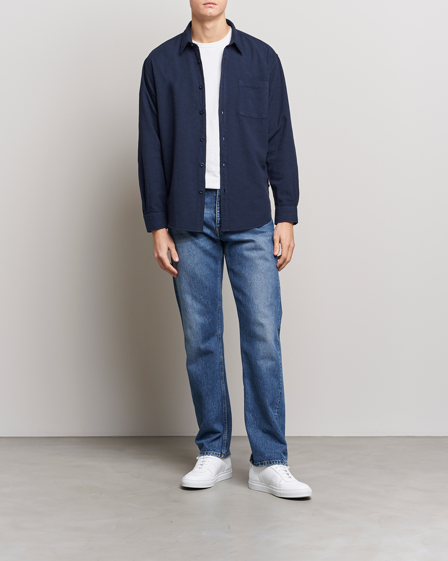 Homme | Chemises | NN07 | Deon Jacquard Shirt Navy Blue