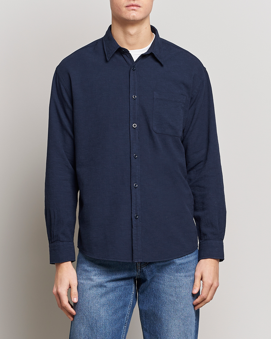 Homme | Chemises | NN07 | Deon Jacquard Shirt Navy Blue