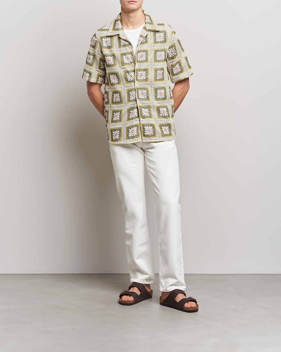 Homme | Chemises | NN07 | Julio Flower Short Sleeve Shirt Pale Green