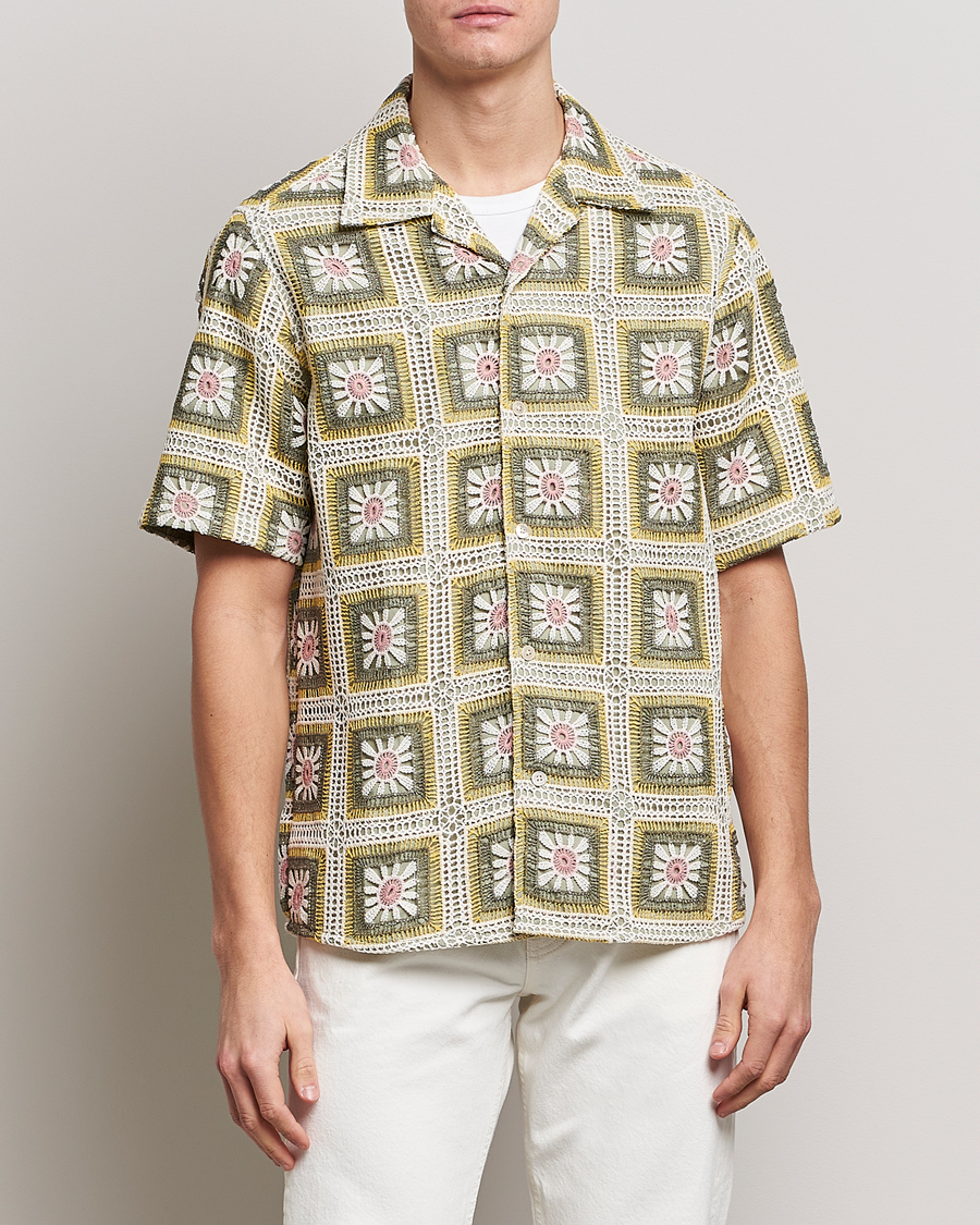 Homme | Chemises | NN07 | Julio Flower Short Sleeve Shirt Pale Green